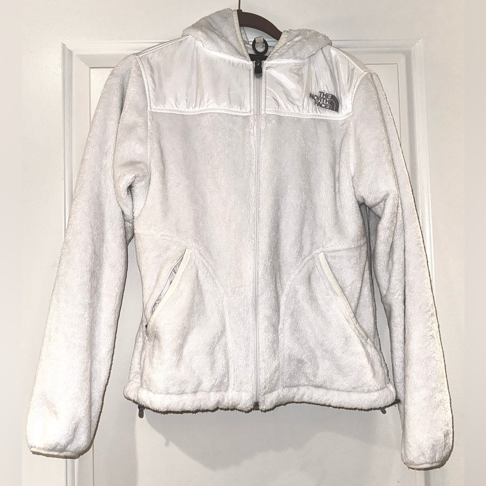 The North Face White Fuzzy Zip Jacket with Hood